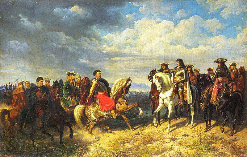 Artur Grottger King Jan III Sobieski meets emperor Leopold I near Schwechat France oil painting art